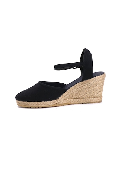Star Tombis Gerçek Elişi Siyah Kadın Dolgu Topuk Espadril Handmade Siyah