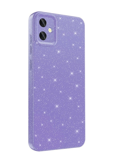 Galaxy A05 Kılıf Kamera Korumalı Simli Lüks Zore Koton Kapak Mor