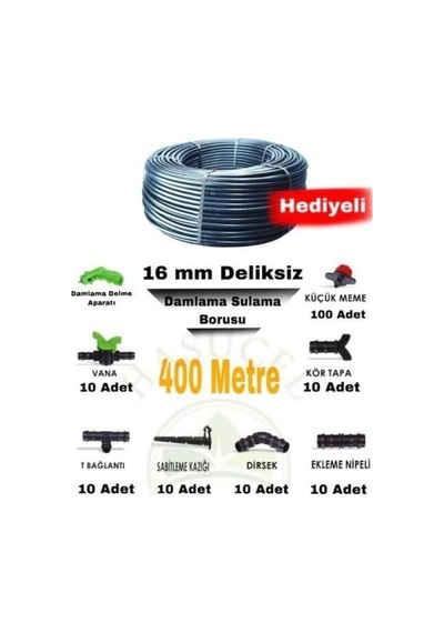 Eltar 400 Metre Deliksiz Düz Damla Sulama Sistemi Ve Ek Parçaları Hediyeli
