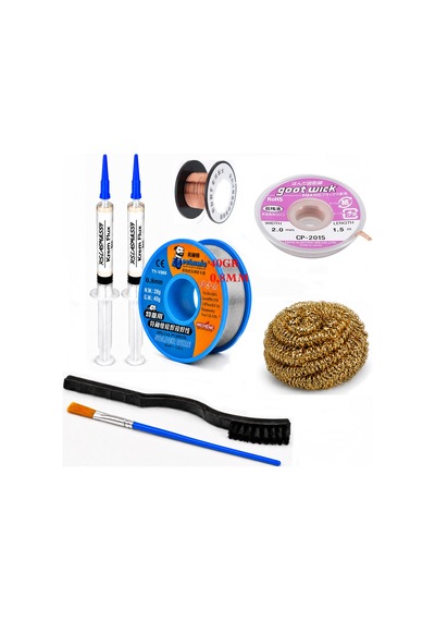 Lehim Seti 0,8 Mm 40 Gr Lehim Teli Flux Cp-2015 Lehim Emme Ve Yol Çekme Teli Temizleme Set St422