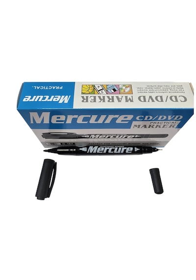 Mercure 1.00mm-0,5mm Çift Uçlu Cd/dvd Kalem 12 Adet Siyah