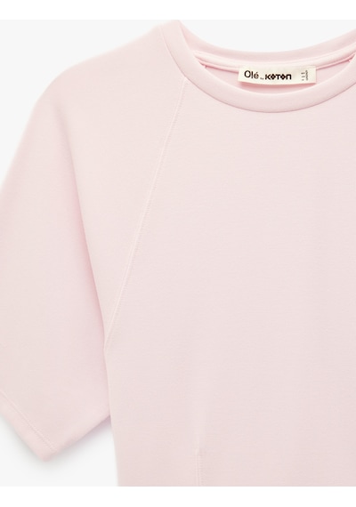 Koton Slim Fit Kısa Kollu Bisiklet Yaka Modal Karışımlı Tişört Pembe 6sal10399ık Gül
