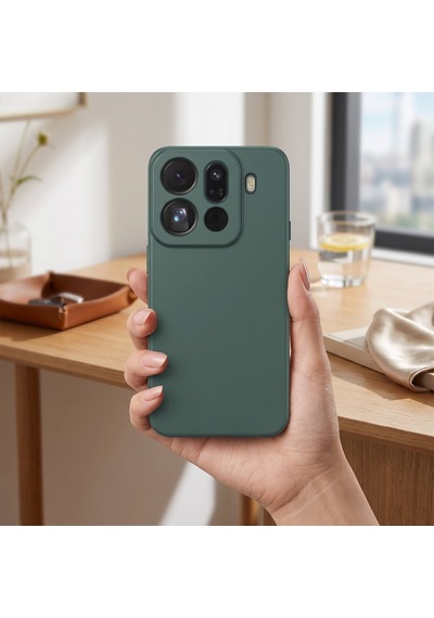 Caseonn Oppo Find X9 Pro Kılıf Kamera Korumalı Mikrofiber Astarlı Lansman Koyu Yeşil