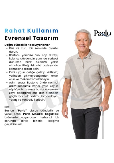 Denge Bastonu- Kaymaya Dirençli Ayarlanabilir Baston Hafif Yüksek Kalite Yürüme Bastonu