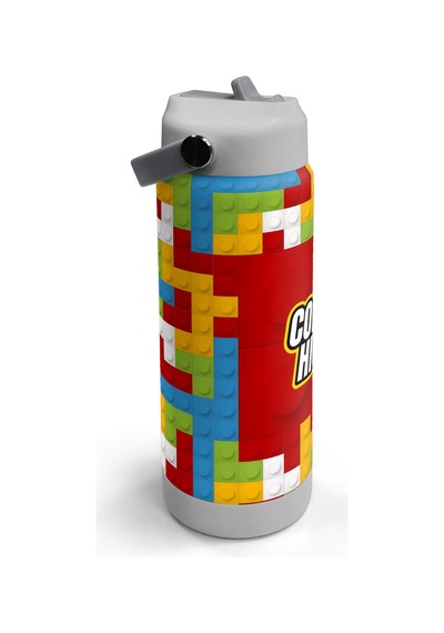 Coral High Renkli Blok Desenli Katlanır Ağızlıklı Çelik Termos 650 Ml 38392 Kırmızı