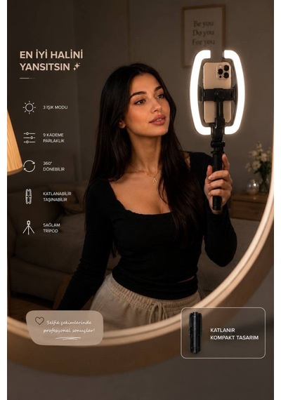Monopod Tripod Led Işık Selfie Kumandalı Tripod 138cm Canlı Yayın Telefon Tutcusuraylax Led Işıklı Selfie Çubuğu Tripod 138 Cm Bluetooth Kumandalı Telefon Tutucu
