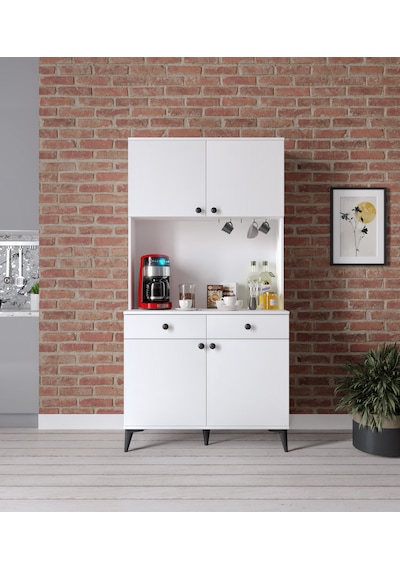Demre 4 Kapaklı 2 Çekmeceli Kahve Köşeşi Beyaz Tamamı Mdf 100 Cm Beyaz