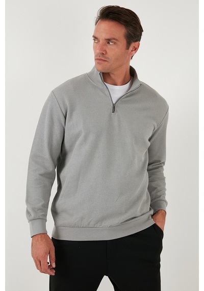 Buratti Pamuklu Regular Fit Yarım Fermuarlı Dik Yaka Erkek Sweat 5905716 Gri Buratti Pamuklu Regular Fit Yarım Fermuarlı Dik Yaka Erkek Sweat 5905716 Gri