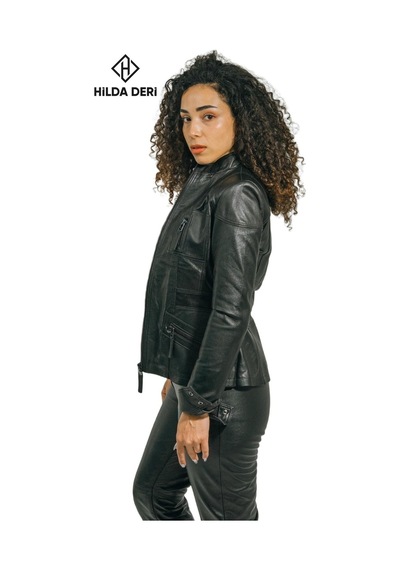 Hilda Deri Melda Hakiki Deri Klasik Spor Kadın Ceket 001