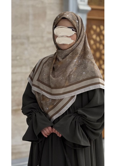 Qalortex Scarf Pamuklu Soft Minâ Desen Eşarp-yosun Yosun Yeşili