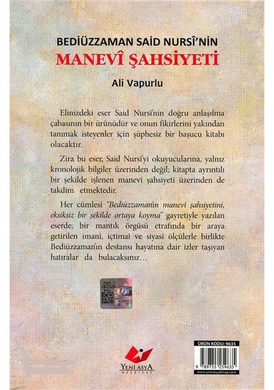 Bediüzzaman Said Nursî Nin Manevî Şahsiyeti / Ali Vapurlu