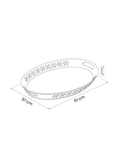Oval Metal Servis Ve Sunum Tepsisi, Büyük Tepsi, Çay Kahve Tepsisi Cappuccino