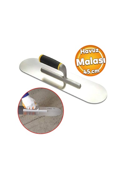 Metal Elastomer Saplı Havuz Malası 45 Cm Harç Derz Sıva Yüzey Düzleştirme Beton Çimento Mala Saten