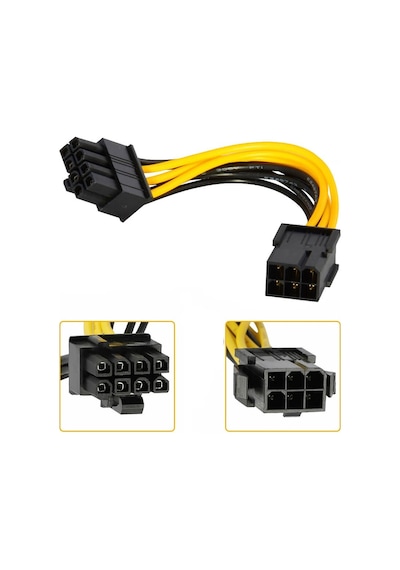 2 Adet - Pci-e 8 Pin 6+2 Pci-e Ekran Kartı Power Güç Çevirici Dönüştürücü Adaptör