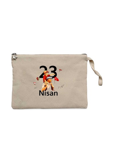 Atamızdan Çocuklara Krem Clutch Astarlı Cüzdan / El Çantası