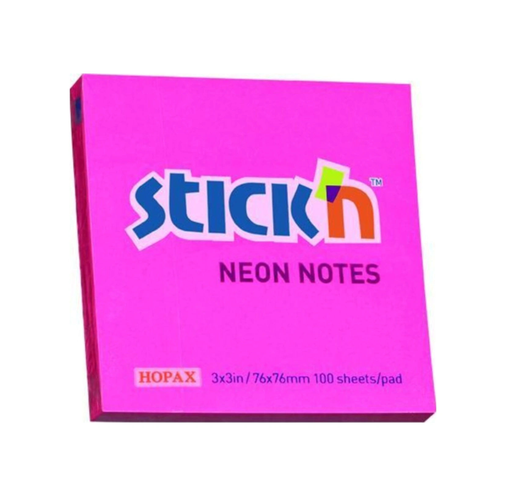 Stickn 76x76mm Yapışkanlı Not Kağıdı Neon Pembe 100 Yaprak 12 Paket 21165