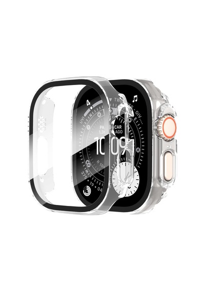 Caseonn Apple Watch Uyumlu Ultra Kılıf Tam Korumalı Ekran Koruyuculu Sert Bumper Kasa Şeffaf