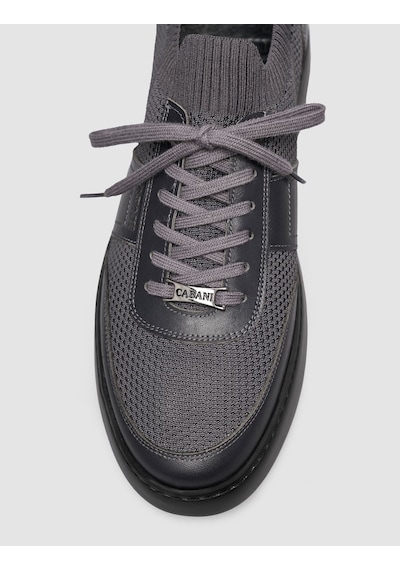 Cabani Erkek Triko Detaylı Günlük Gri Sneaker Ayakkabı Gri