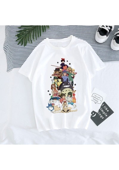 Noıssey Kırmızı Etiket Gala Unisex Totoro Stüdyo Ghibli Goth T-shirt Model85 17042 Beyaz