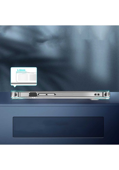 Apple Uyumlu iPhone 14 Kılıf Standlı Şeffaf Silikon Zore L-Stand Kılıf Renksiz