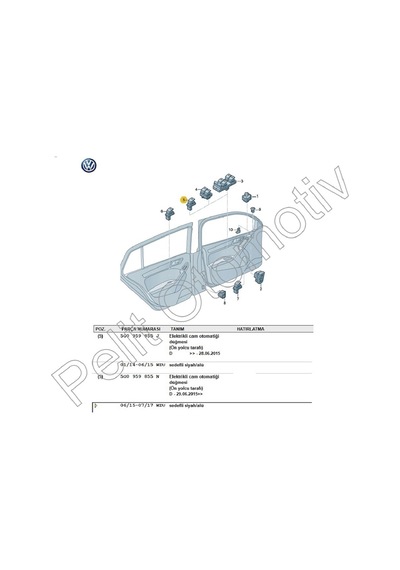 Seat Leon Sağ Ön Arka Tekli Cam Düğmesi 5g0959855n 5g0959855j