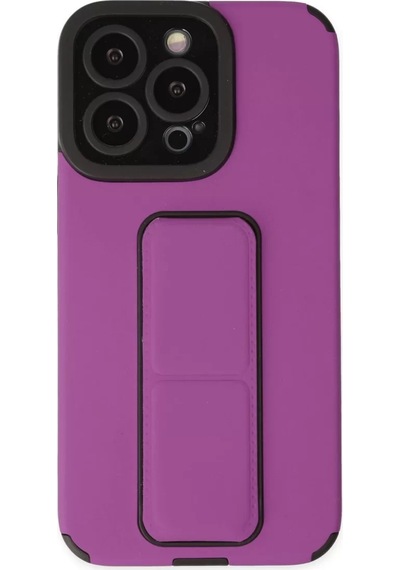 Newface Apple İphone 14 Pro Kılıf Mega Standlı Silikon - Mor