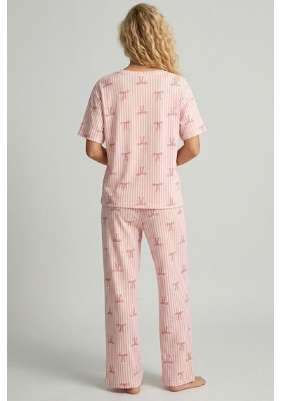 Siyah İnci İnce Soft Örme Mevsimlik Pijama Takımı 8003 Somon Fiyonk