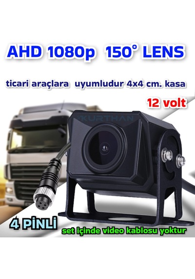 Ahd 1080p 150 Derece 4 Pinli Connector 4x4 Cm. Kamera 12 Volt Video Kablosuz Gönderilir