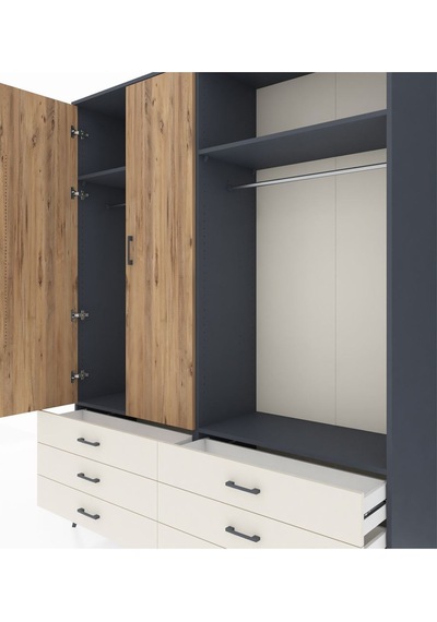Hyperion Gardrop 4 Raflı 6 Çekmeceli 2 Askılı 176x44x221 Antrasit-çam/aytaşı Çam/aytaşı Hyperion Gardrop 4 Raflı 6 Çekmeceli 2 Askılı 176x44x221 Antrasit-çam/aytaşı Çam/aytaşı