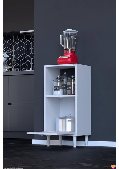 Lara 45 Cm Kapaklı Çok Amaçlı Mutfak Dolabı Mikrodalga Rafı Ekmeklik Kiler Modülü 45x87x32 Cm Beyaz