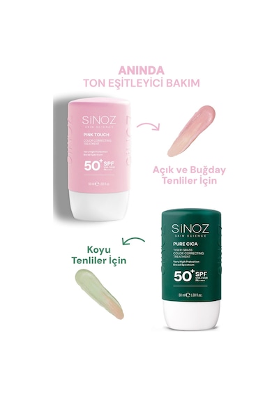 Sinoz Pink Touch Yüksek Koruyucu Ton Eşitleyici Pembe Yüz Güneş Kremi SPF50+ 50 ML