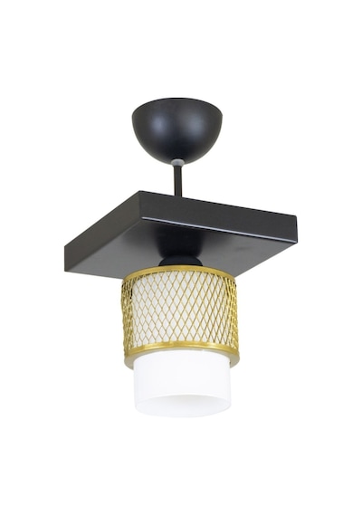 Tekli Beyaz Cam Kafes Model Modern Plafonyer Avize İ