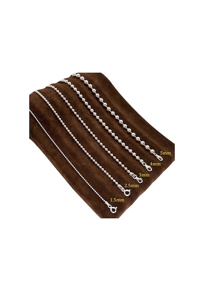 Erkek Gümüş Kolye - 3mm Top Zincir Model 925 Ayar Gümüş Erkek Kolye Zincir 24007980414