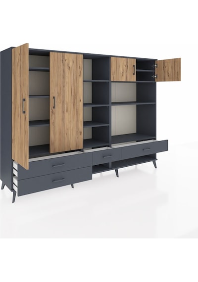 Hyperion Dolap 12 Raflı 4 Çekmeceli 4 Kapaklı 220x44x163 Antrasit-çam/antrasit Atlas Çam/antrasıt - Antrasıt Hyperion Dolap 12 Raflı 4 Çekmeceli 4 Kapaklı 220x44x163 Antrasit-çam/antrasit Atlas Çam/antrasıt - Antrasıt