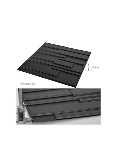 A10032bk Dekoratif Pvc Duvar Panelleri, 32 Ayak Kare, 3d Dikdörtgen 3-siyah, Sq Ft