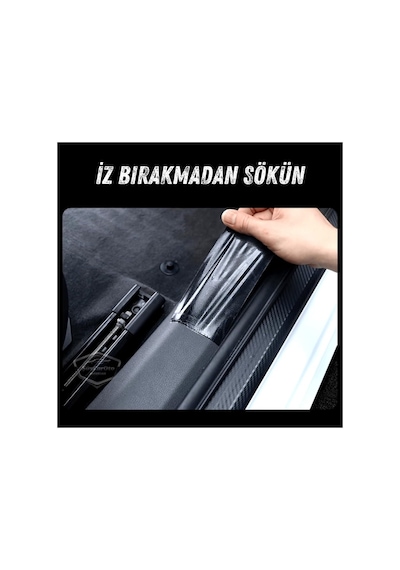 Araç İçi 3d Siyah Karbon Kapı Eşik Bandı Arka Tampon Eşiği Koruma Folyosu Yapışkanlı İthal 5 Me Standart