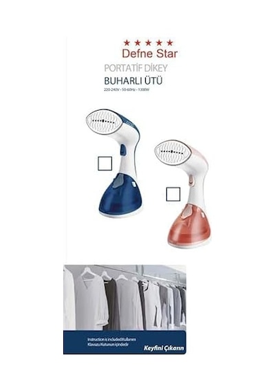 Portatif Buharlı Ütü Dikey Ütü - Seyahat Ütüsü Kırışık Giderici Kırmızı Dfn001