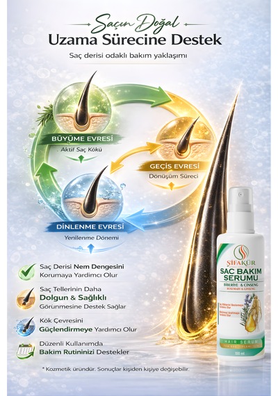 Şifakür Biberiye Ginseng Kafein Vitamin B3 Biyotin Keratin Saç Bakım Serumu 100 ML