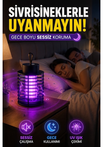 Şarjlı Uv Sivrisinek Öldürücü Lamba Type-c Elektrikli Sinek Kapanı Masaüstü Duvara Asılabilir