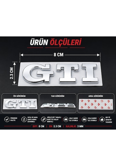 Volkswagen Golf Gtı Polo Gtı Bagaj Logo Amblem Krom Beyaz 0