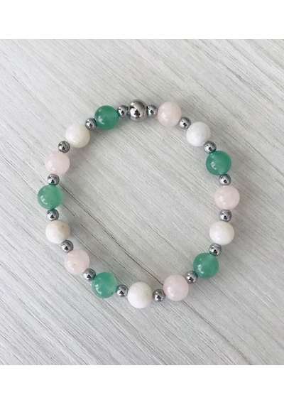 Mk Tasarım Gerçek Aventurin, Aytaşı, Pembe Kuvars Taşı Bileklik Mkt45001 Renkli