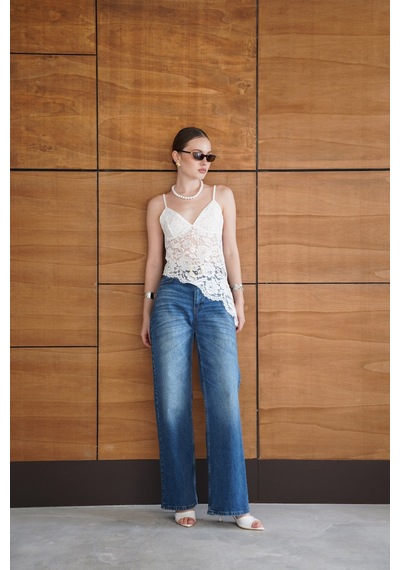 Verymoda Askılı Brode Bluz - D2965 Krem