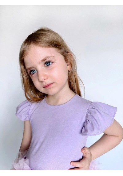 Linola Baby Kids Rainbow Tütü Etekli Kısa Kollu Çocuk Elbisesi Lila