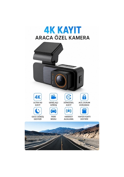 Harvox 4k Pro Araç İçi Kamera Seti 2 Kameralı 4k Ön + 1080p Arka , Wi-fi, Gps Park Modu