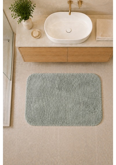 Kaymaz Jel Tabanlı Yıkanabilir Peluş Yumuşak Dokulu Dekoratif Tekli Banyo Paspası 60x100 Cm Çok Renkli