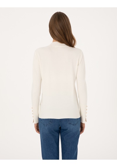 Pierre Cardin Ekru Slim Fit Yarım Balıkçı Basic Kazak 50310887-vr019