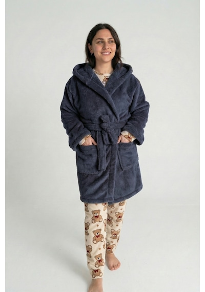 Kapüşonlu Wellsoft Sabahlık & Peluş Bornoz - Yumuşak, Polar Unisex Sabahlık Antrasıt/s/m Antrasit
