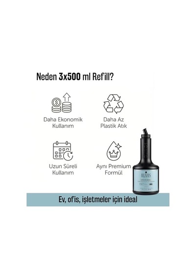 Olivos Zephyr Breeze Hamam Kokulu Zeytinyağlı Sıvı Sabun Refill 1500 Ml 3x500 Ml Nemlendirici, Uzun Süreli Kullanım, Ekonomik Aile Boyu Hamam Kokulu