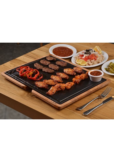 Lava Döküm Ahşap Ve Döküm Demir Hot Plate Servis Tahtası. Ölçü 30x40cm.