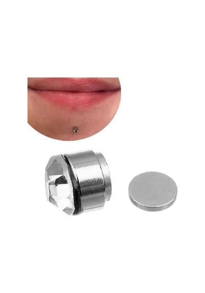 Beyaz Zirkon Taşlı 3 Mm Mıknatıslı Deliksiz Küpe 1 Çift Manyetik Fake Küpe Gümüş